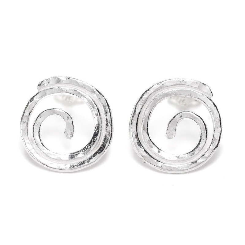 Spiral Silver Stud Earrings - Large by Silverfish