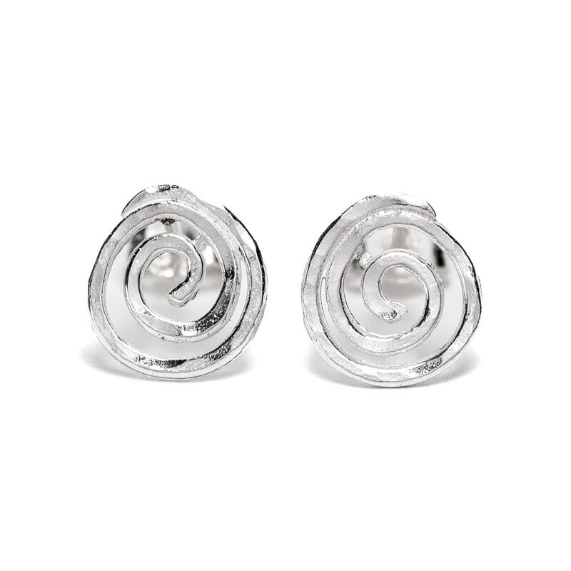 Spiral Silver Stud Earrings - Small by Silverfish