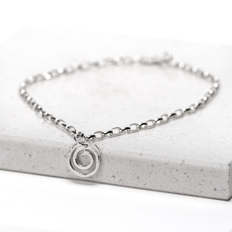 Spiral Silver Charm Bracelet - Tiny by Silverfish