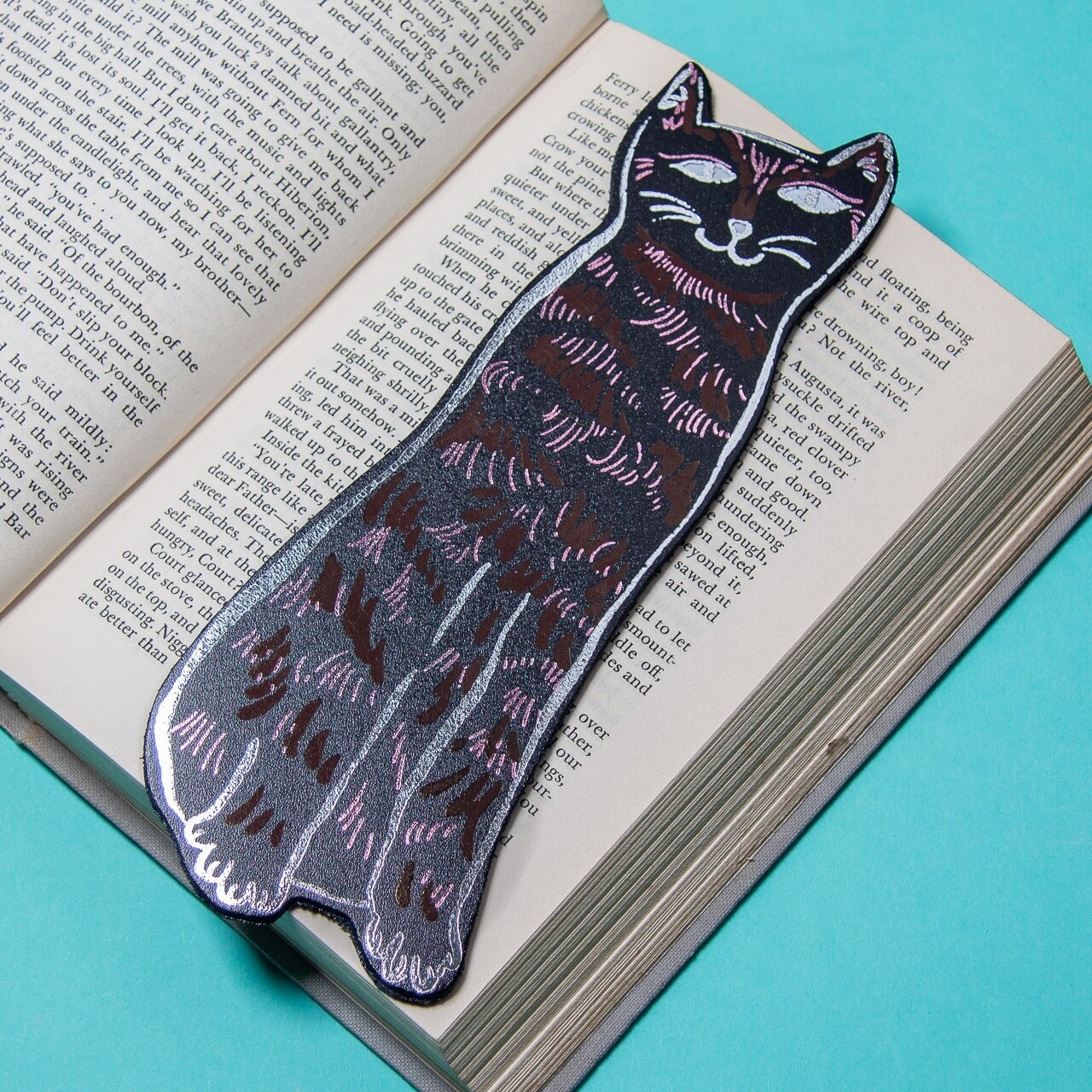 Cat Leather Bookmark - Black by Ark Colour Design