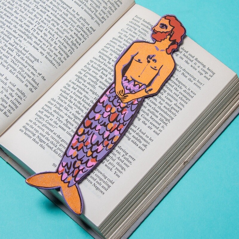 Mer-Man Leather Bookmark - Lilac by Ark Colour Design