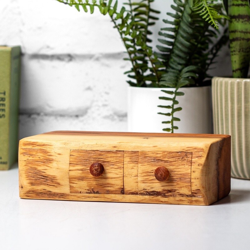 Double Drawer Yew Jewellery Box with Secret by Dave McKeen