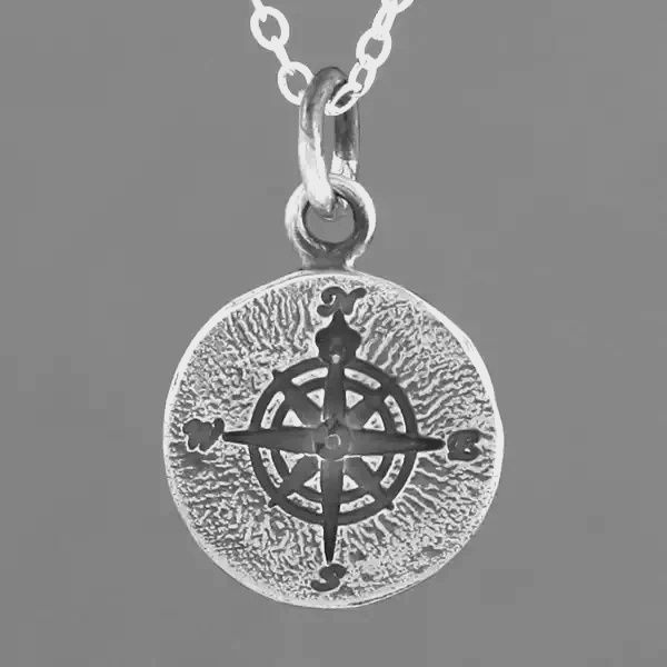 Compass Oxidised Silver Pendant - Large by Fi Mehra
