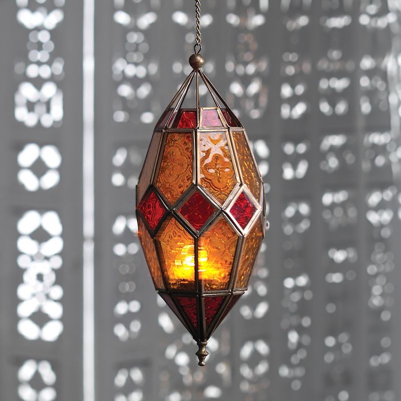 Moroccan Lantern - Hanging Large - Amber by Namaste