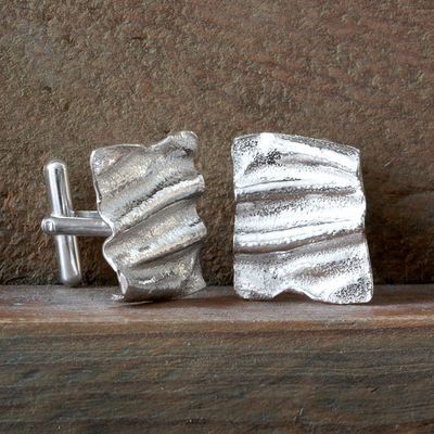 Ribbon Silver Cufflinks by Silverfish