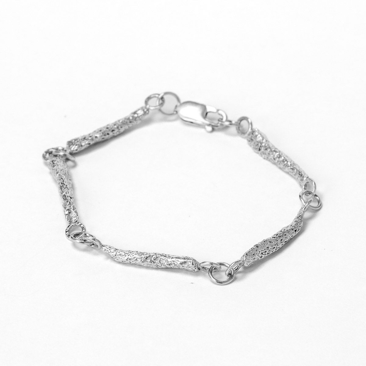 Long Coral Silver Full Bracelet - 6 sections by Silverfish Jewellery