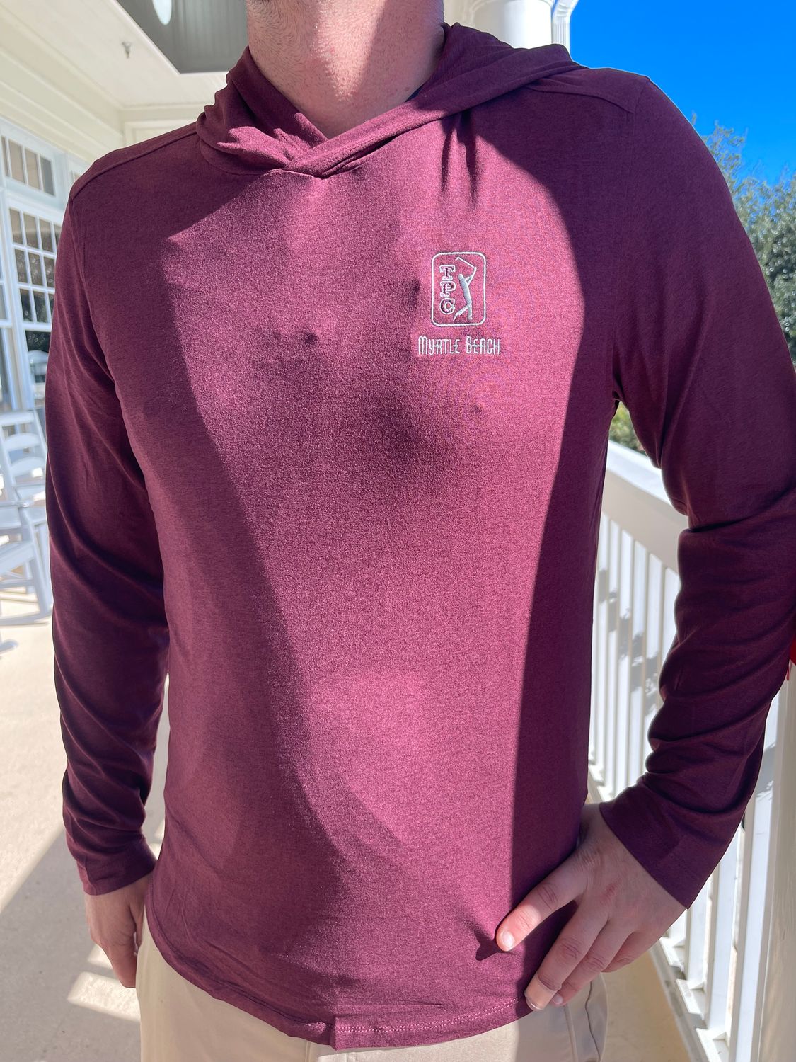 CB  Coastline Epic Comfort Eco Hooded Shirt MCK01330BRD, Color: BRD Bordeaux, Size: SM