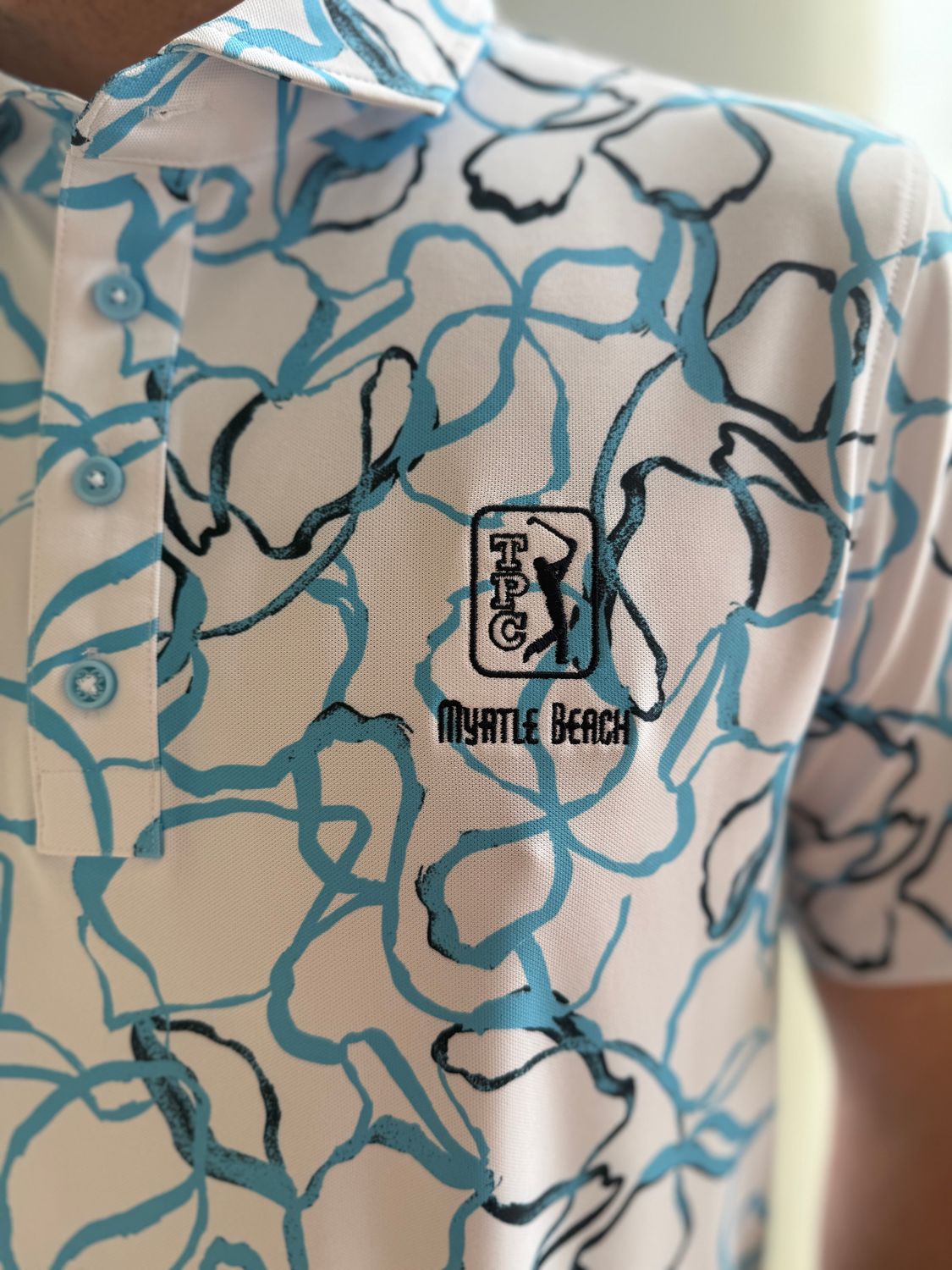 G4 M Watercolour Floral Tech Pique Polo GMP000047, Size: MD, Color: Fountain