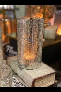 Antique Silver Crackle Glass Cylinder
