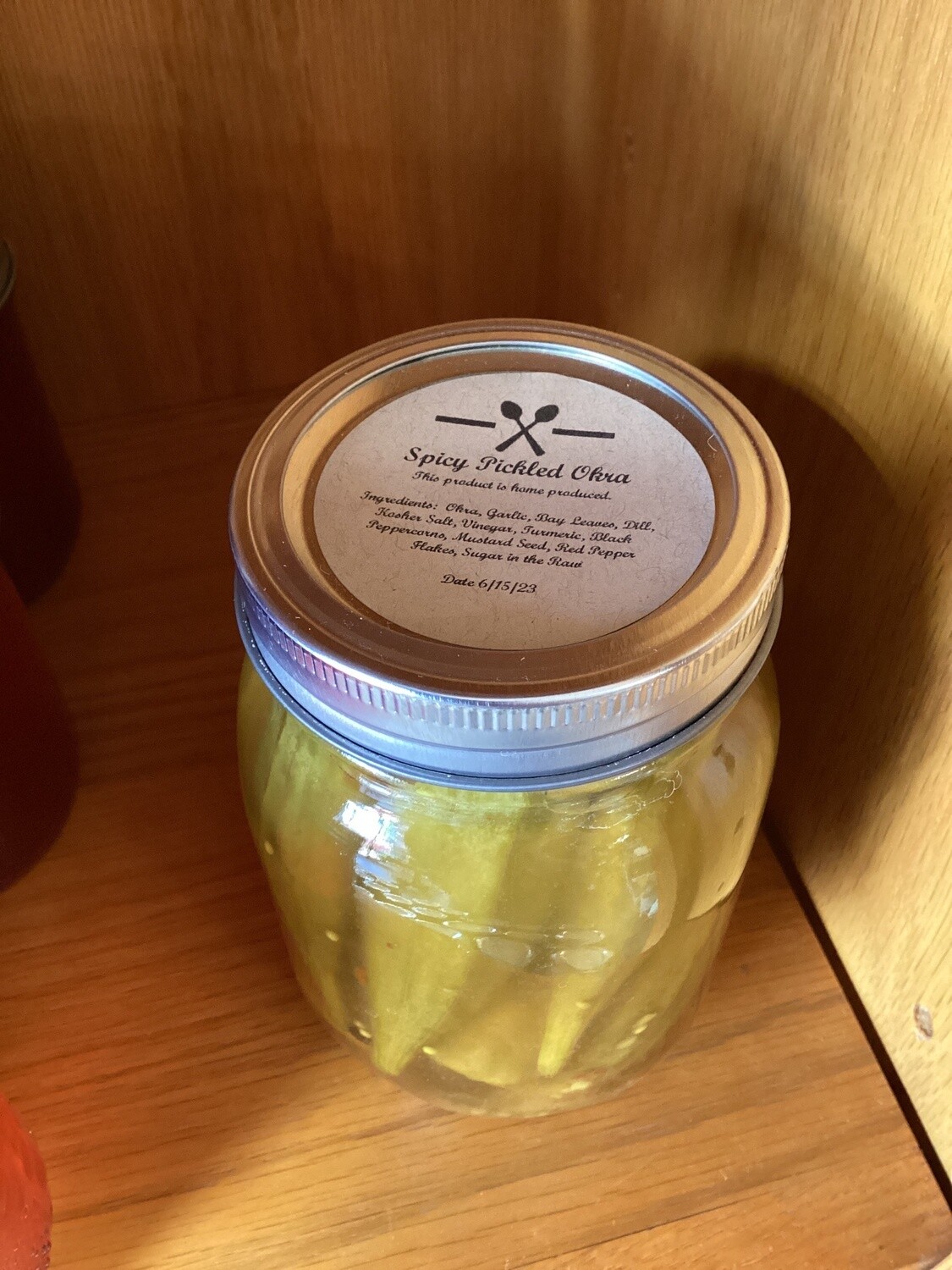 Pickled Okra Locally Made, Flavor: Spicy 16oz