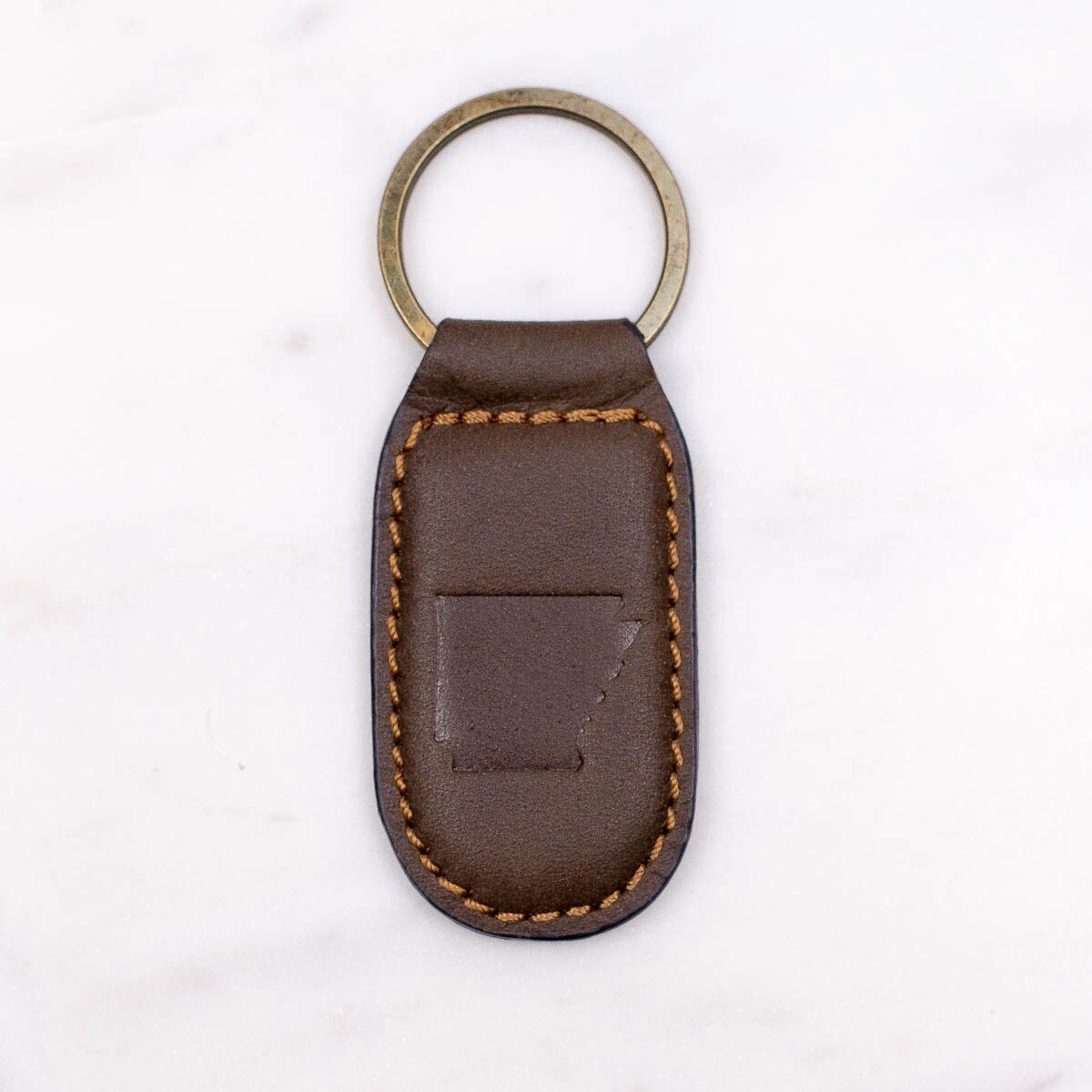 Arkansas Embossed Leather Key Chain