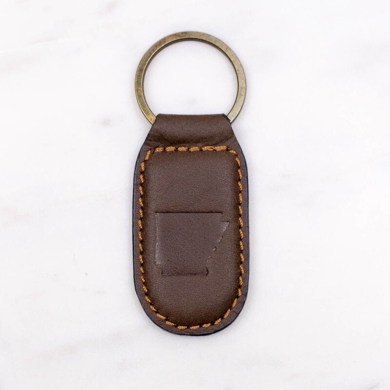 Arkansas Embossed Leather Key Chain