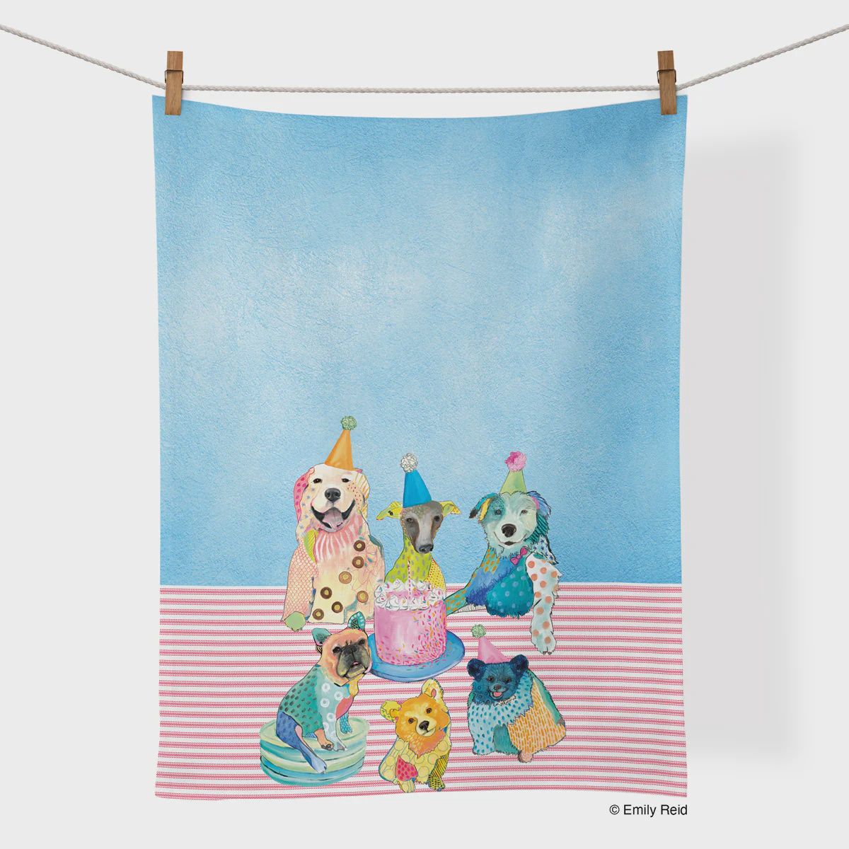 Cotton Tea Towels, Style: Dog Party