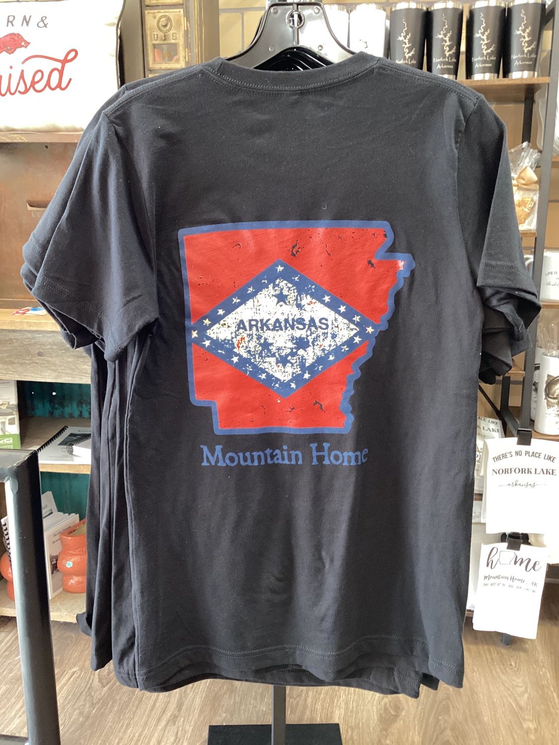 MH Arkansas Flag-Black T-shirt, Size: Small