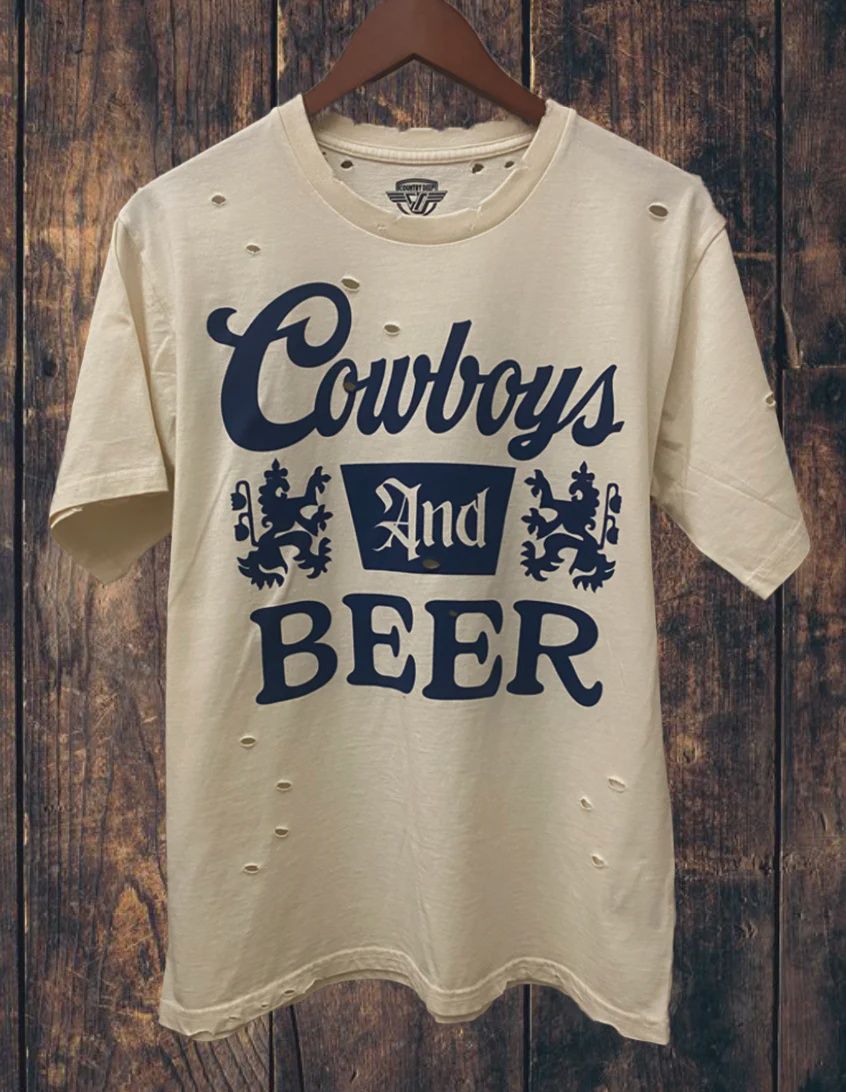 Cowboys and Beer, Color: Vanilla, Size: Small