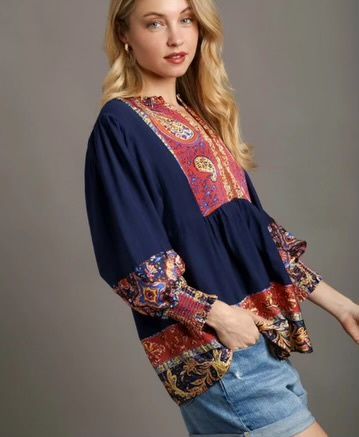 Navy Mix Top, Size: Small