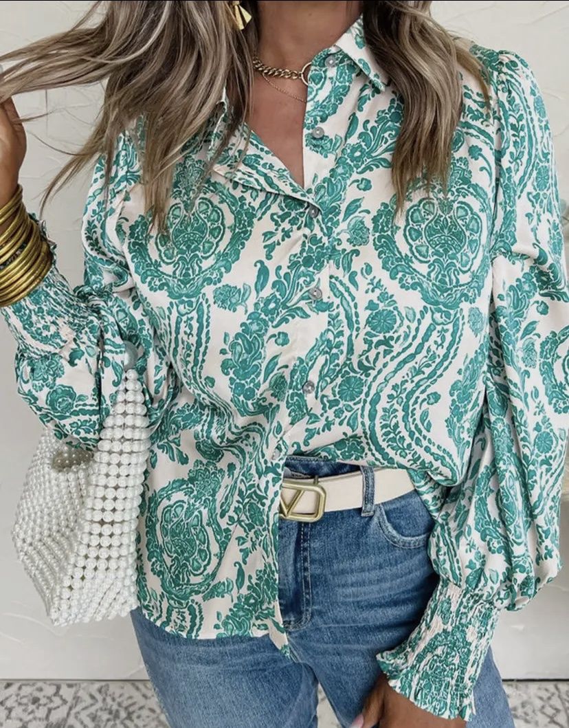 Paisley Print Smocked Blouse, Size: Smaill