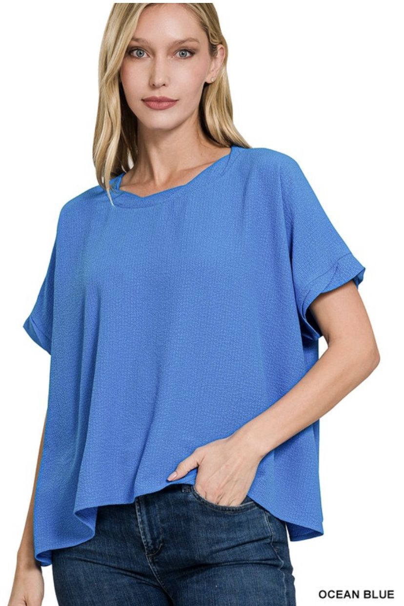 Bubble Airflow Round Neck S/S, Color: O. Blue, Size: Small