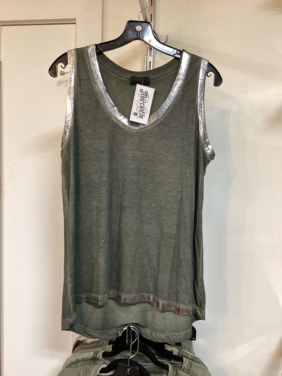 Silver Foil Tank, Color: Olive, Size: One Size