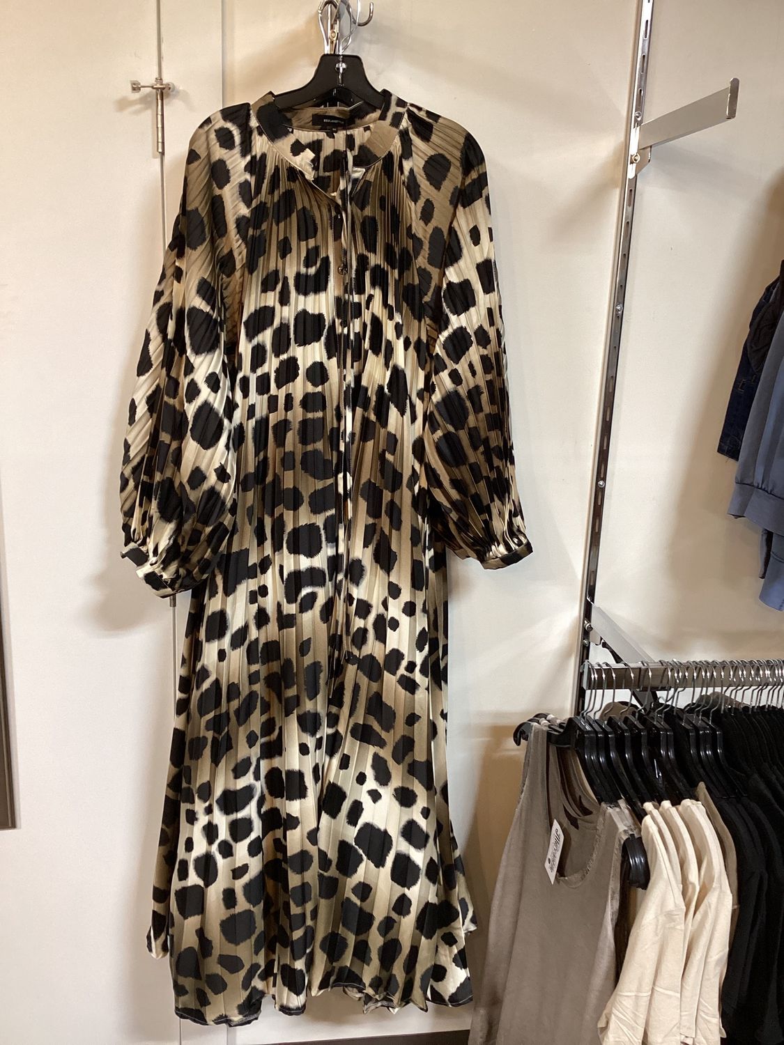 Leopard Pleated Dress, Color: Coffee Leopard, Size: One Size