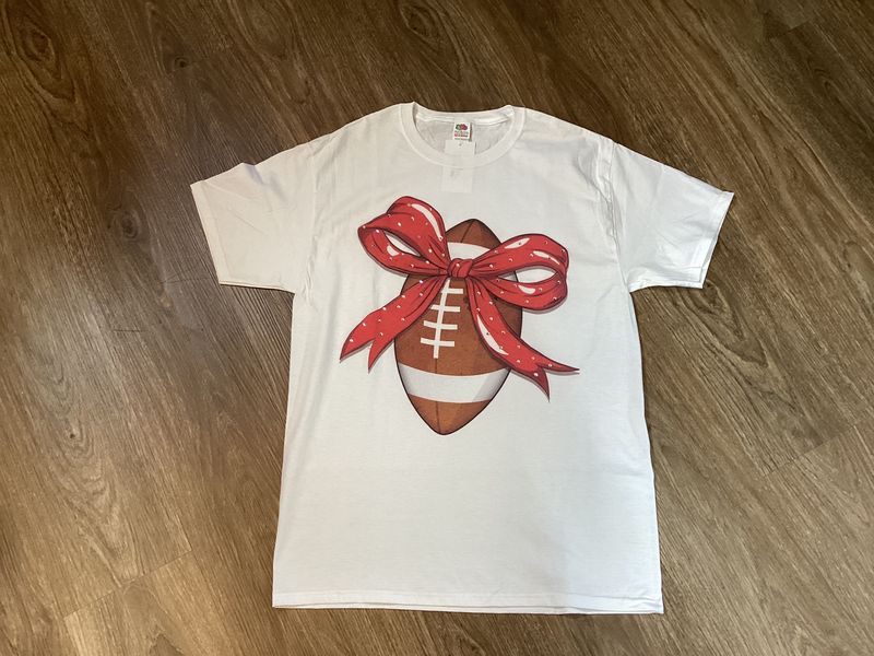 Football Bow Rhinestone S/S Tshirt