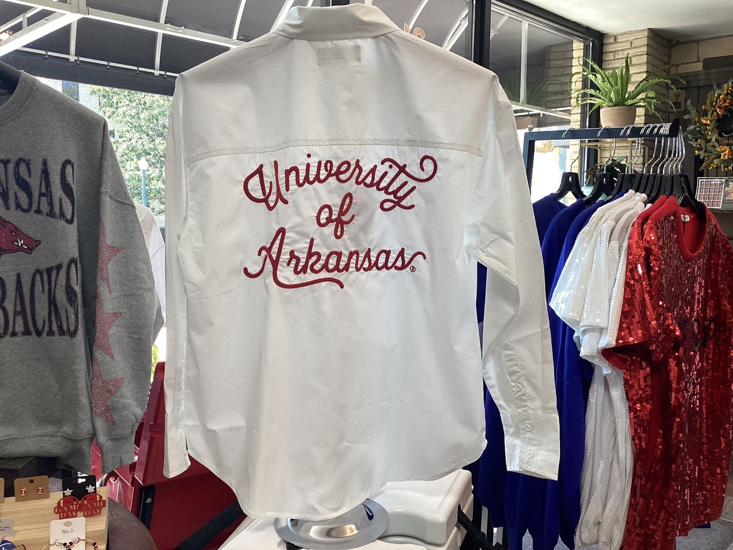 UARK White Embroidery Back, Size: Small