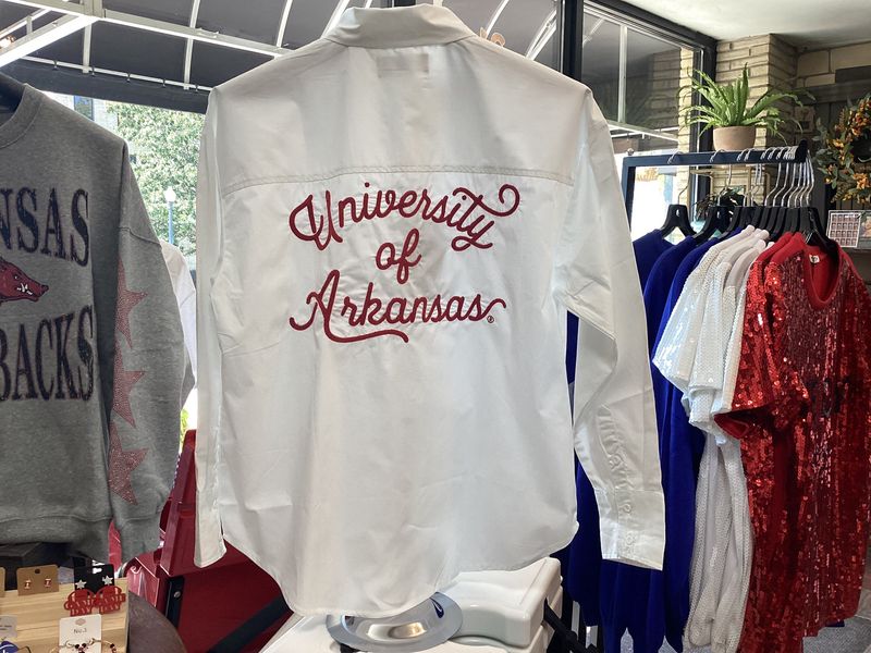 UARK White Embroidery Back