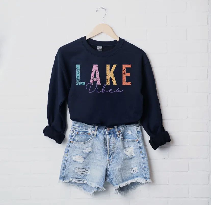 Lake Vibe Cursive Sweatshirt, Size: Small