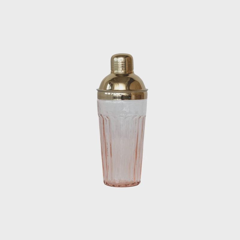 Glass Cocktail Shaker Gold Lid