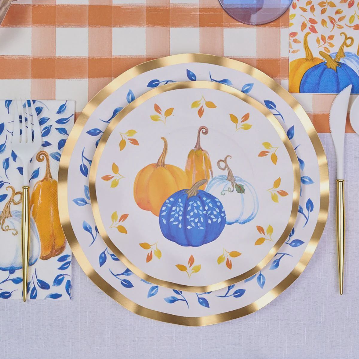 Harvest Blue Party Supplies, Style: Salad Plate 8ct