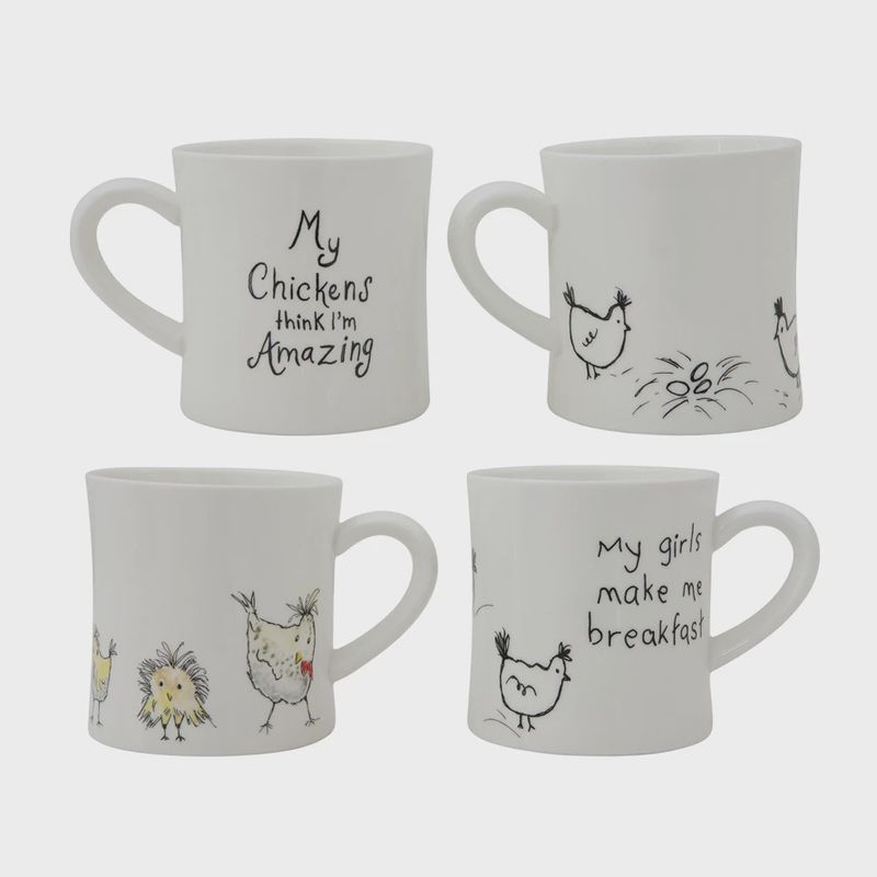 stoneware mug With Chickens