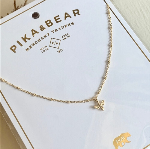 Necklace &quot;Wildflowers&quot; Tiny Bee Charm Gold