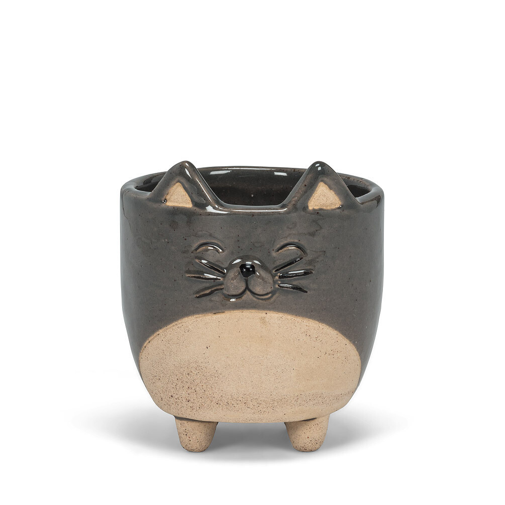 Planter On Legs Cat Grey Small