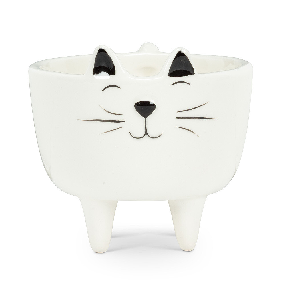 Planter On Legs Cat White Small