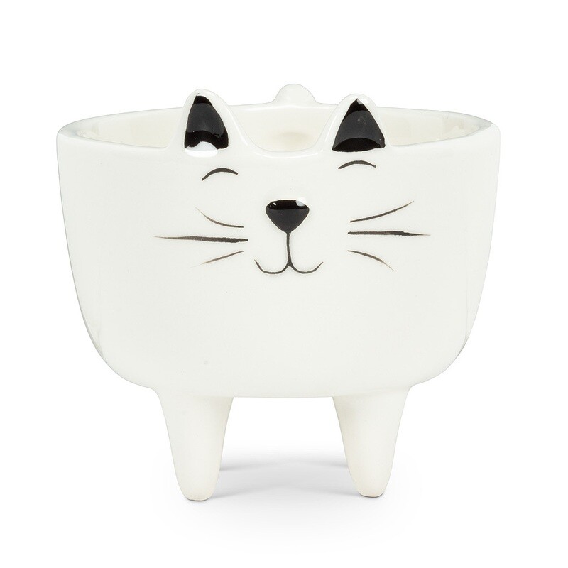 Planter On Legs Cat White Small