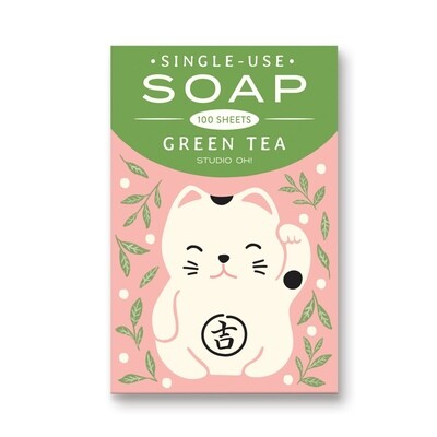 Single Use Soap Sheets Lucky Cat Green Tea