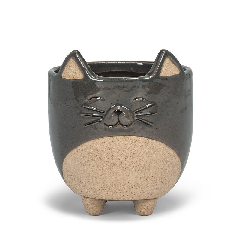 Planter On Legs Cat Grey Large