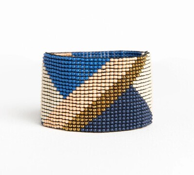 Stretch Bracelet 1.5” Navy Lapis Pink Gold