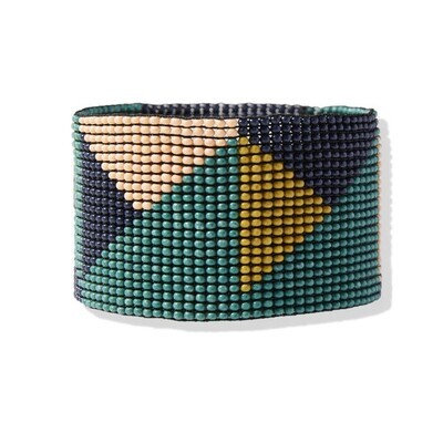 Stretch Bracelet 1.5” Teal, Navy, Citron Triangle