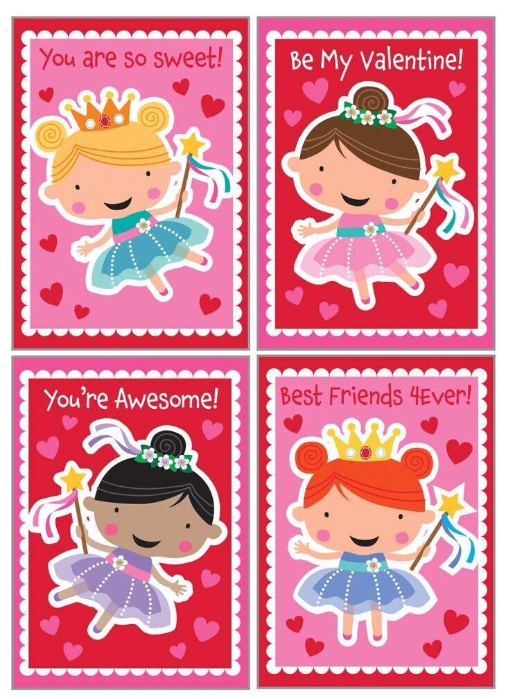 Kids Valentine Cards Pack Sweet Princess