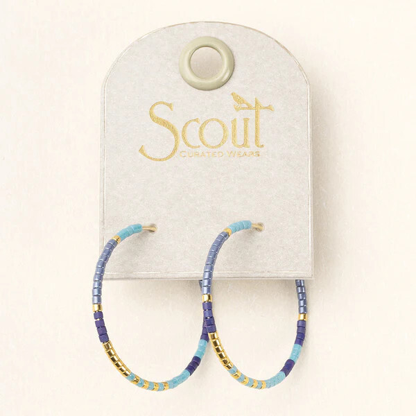 Miyuki Small Hoop Earrings Cobalt Multi Gold