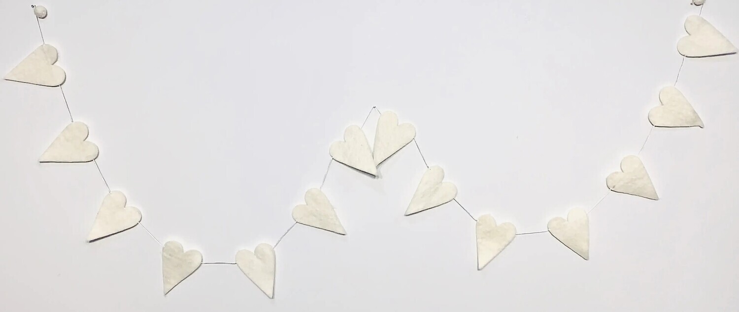 Felt Garland White Heart