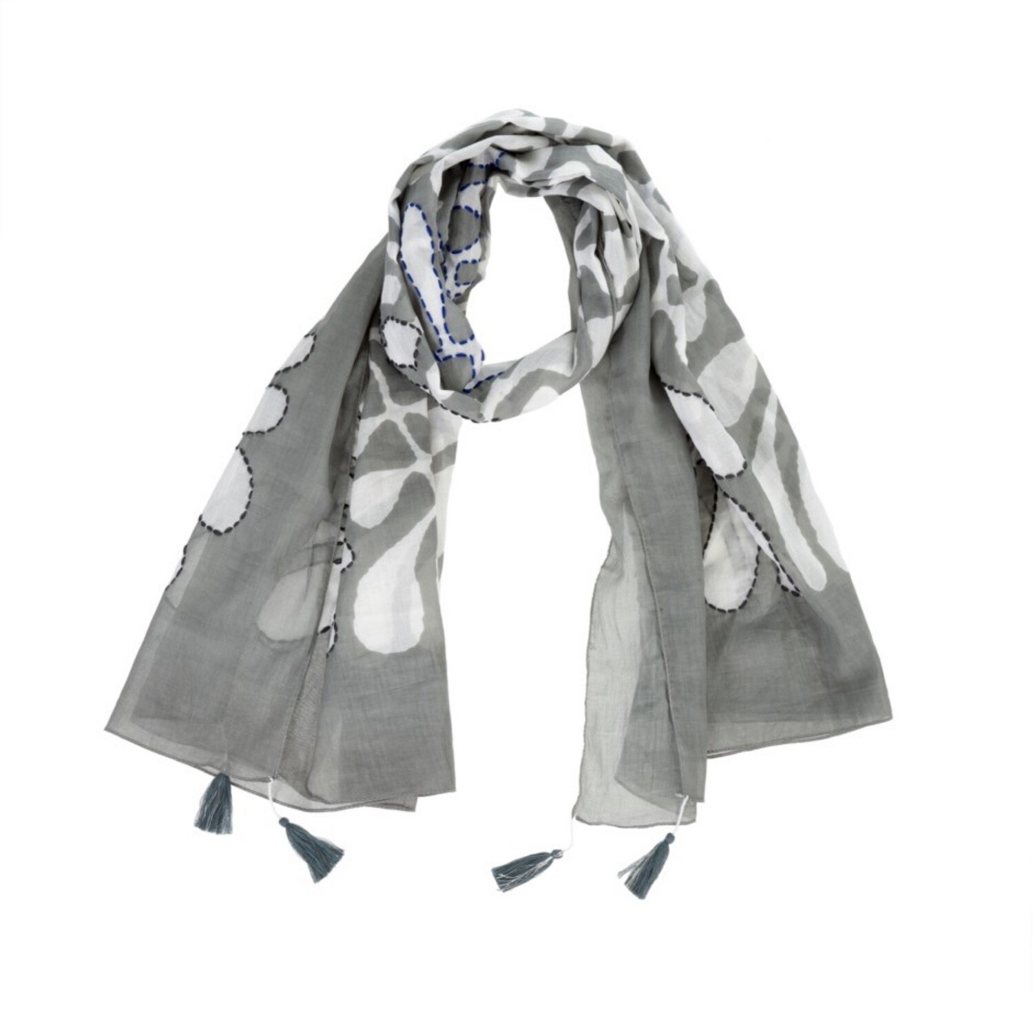 Cotton Fashion Scarf Palms Scarf Grey