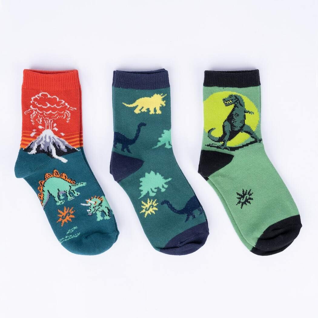 Junior Crew Socks Pack of 3 Dinosaur Days