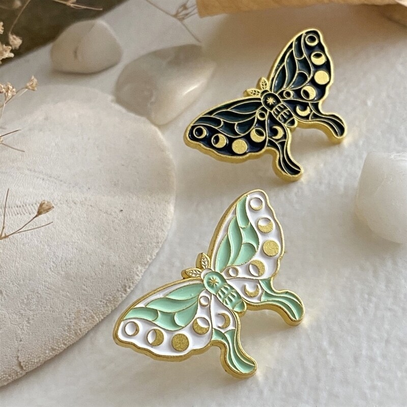 Enamel Pin "Havilland" Moon Phase Moth in Day Palette