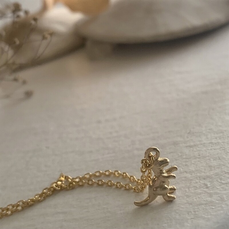 Necklace &quot;Scotty&quot; Tiny T-Rex Charm in Gold