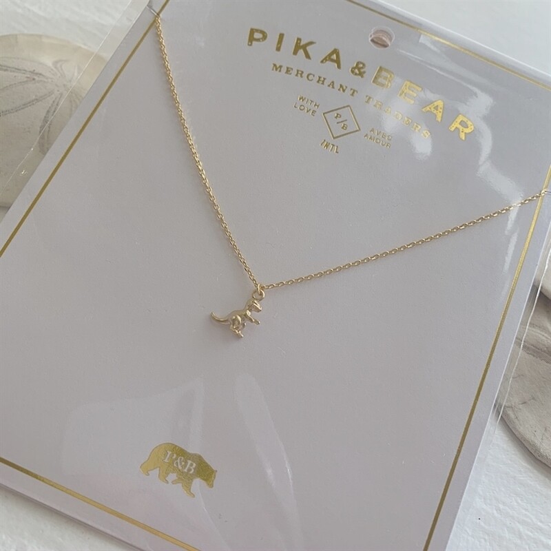 Necklace "Scotty" Tiny T-Rex Charm in Gold