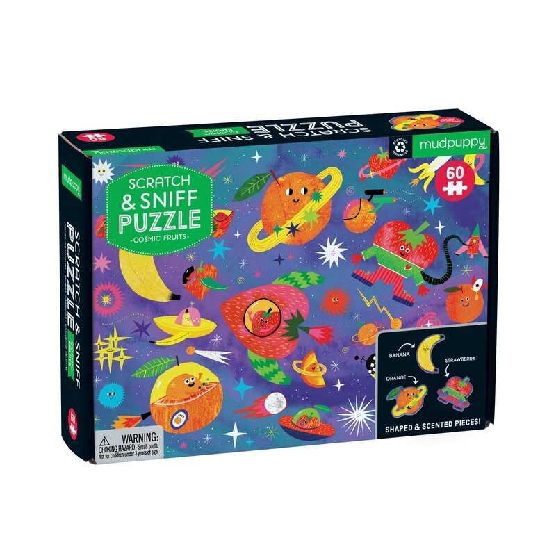 60 Piece Scratch &amp; Sniff Puzzle Cosmic Fruits