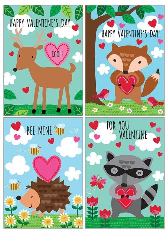 Kids Valentine Cards Pack Animals