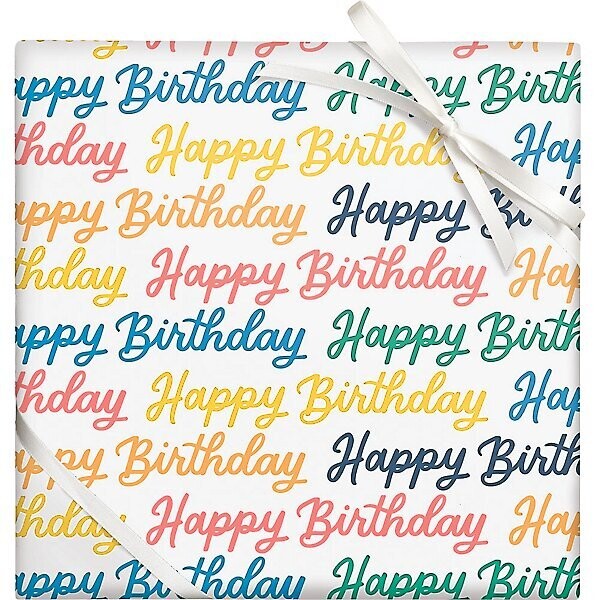 Wrapping Paper Colourful Happy Birthday Script